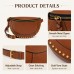 Studded Crescent Crossbody Bag for Women, Adjustable Shoulder Purse with Zip Top Closure, Brown Faux Leather Half Moon Handbag, 28 x 18 x 7 cm, Everyday Travel Shopping Bag Model 389