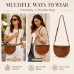 Studded Crescent Crossbody Bag for Women, Adjustable Shoulder Purse with Zip Top Closure, Brown Faux Leather Half Moon Handbag, 28 x 18 x 7 cm, Everyday Travel Shopping Bag Model 389