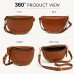 Studded Crescent Crossbody Bag for Women, Adjustable Shoulder Purse with Zip Top Closure, Brown Faux Leather Half Moon Handbag, 28 x 18 x 7 cm, Everyday Travel Shopping Bag Model 389