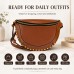 Studded Crescent Crossbody Bag for Women, Adjustable Shoulder Purse with Zip Top Closure, Brown Faux Leather Half Moon Handbag, 28 x 18 x 7 cm, Everyday Travel Shopping Bag Model 389
