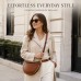Studded Crescent Crossbody Bag for Women, Adjustable Shoulder Purse with Zip Top Closure, Brown Faux Leather Half Moon Handbag, 28 x 18 x 7 cm, Everyday Travel Shopping Bag Model 389