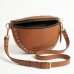 Studded Crescent Crossbody Bag for Women, Adjustable Shoulder Purse with Zip Top Closure, Brown Faux Leather Half Moon Handbag, 28 x 18 x 7 cm, Everyday Travel Shopping Bag Model 389