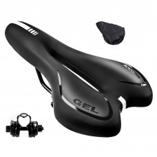 Bicycle Seat, Gel Padded Bike Saddle with Shock Absorption, Reflective Strips, Waterproof Cover