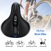 Bike Seat, Replacement Bicycle Seat Cushion with Waterproof Memory Foam Padded Leather, Reflective Strip, Dual Shock Absorbing Rubber Balls, Universal Fit for Bicycles, E-Bikes