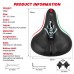 SGODDE Comfortable Bike Seat, Wide Bicycle Saddle Replacement Memory Foam Padded Bike Cushion Universal Fit for Indoor/Outdoor Bikes - X002IQFME9