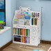 Childrens Kids Cartoon Engraved Bookshelf Multi-Layer Organizer Shelf with Storage Rack Cabinets - White