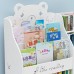 Childrens Kids Cartoon Engraved Bookshelf Multi-Layer Organizer Shelf with Storage Rack Cabinets - White