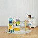 Children Kids Bookshelf Organizer with 2 Toy Storage Bins, Retractable Drawing Board, Sitting Chair