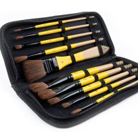 ARTIFY 10-Piece Deluxe Nylon Paint Brush Set with Carrying Case, Premium Hair Brushes for Watercolor, Acrylic, Oil and Gouache Painting, for Kids, Adults, Beginners, Professionals (Natural)