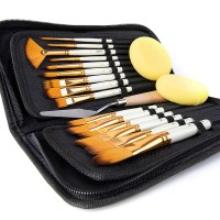 ARTIFY 15-Piece Deluxe Nylon Paint Brush Set with Carrying Case, Premium Hair Brushes for Watercolor, Acrylic, Oil and Gouache Painting, for Kids, Adults, Beginners, Professionals (Natural)