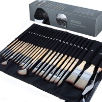 ARTIFY 24-Piece Paint Brush Set, Enhanced Synthetic Brush Set with Canvas Roll and Palette Knife for Watercolor, Acrylic, Oil and Gouache Painting