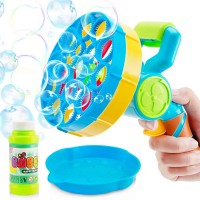 ToyTexx Fast Blowing Bubble Machine Blower with 2 Bubble Wand Attachments for Children Kids Ages 3+