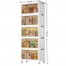 5-Tier Foldable Storage Cabinet with Doors and Wheels, Magnetic Front Doors & Top Lid Opening, Plastic Stackable Organizer for Clothes, Toys, Books, and Pantry Items – 53×37×159 cm Model 9014