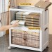 5 Tier Stackable Storage Shelf, Collapsible Closet Organizer Transparent Storage Boxes with Wheels for Home, Kitchen, Bedroom, Closet - 9015
