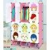 Toytexx Portable DIY Closet Cabinet Wardrobe for Children and Kids Modular Storage Organizer Dresser Hanging Rack Clothes - 12 Cube Set