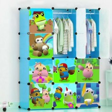 Toytexx Portable DIY Closet Cabinet Wardrobe for Children and Kids Modular Storage Organizer Dresser Hanging Rack Clothes - 12 Cube