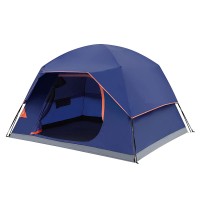4/6 Person Camping Tent, Waterproof Windproof Tent with Removable Top Rainfly, Large Mesh Windows, Easy Set Up, Carry Bag - BS-0066
