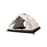 Pop-Up Camping Tent, 210 x 210 x 135 cm Large Size 2-4 Person Lightweight Camping Tent with Carrying Bag for Outdoor, Camping, Hiking (White w/ Black Bottom) - TE-STZP002-B-M