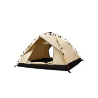Pop-Up Camping Tent, 210 x 210 x 135 cm Large Size  2-4 Person Lightweight Camping Tent with Carrying Bag for Outdoor, Camping, Hiking (Gold w/ Black Bottom) - TE-STZP002-GD-B-M