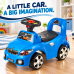 Kids Ride-On Car, Blue Push Car with Steering Wheel & Backrest Kids Ride-On Car, Blue Push Car with Steering Wheel & Backrest