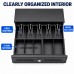Cash Drawer for POS System, 5 Bill/5 Coin, RJ11-Style, Black