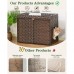  Woven Cat Litter Box Enclosure, Hidden Cat House Furniture with Double-Level Storage Shelf, Side Entrance, Ventilated Design, Indoor Cat Cabinet for Small to Large Cats