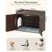  Woven Cat Litter Box Enclosure, Hidden Cat House Furniture with Double-Level Storage Shelf, Side Entrance, Ventilated Design, Indoor Cat Cabinet for Small to Large Cats