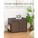  Woven Cat Litter Box Enclosure, Hidden Cat House Furniture with Double-Level Storage Shelf, Side Entrance, Ventilated Design, Indoor Cat Cabinet for Small to Large Cats