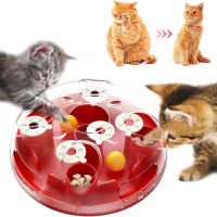 Interactive Cat Treasure Hunt Toy Food Dispenser Puzzle Feeder with Adjustable Difficulty, Non-Slip Design, Brain Stimulation Game for Indoor Cats of All Ages
