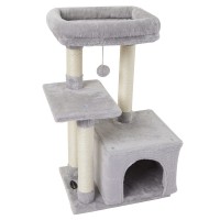 Cat Tree Tower, 30 inch Kitten Activity Center with Padded Plush Perche, Scratching Posts, Jump Platform - 11HUI