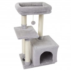 Cat Tree Tower, 30 inch Kitten Activity Center with Padded Plush Perche, Scratching Posts, Jump Platform - 11HUI