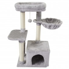 Cat Tree Tower, 34 inch Kitten Activity Center with Padded Plush Perches, Scratching Posts, Jump Platform - 16HUI