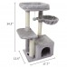 Cat Tree Tower, 34 inch Kitten Activity Center with Padded Plush Perches, Scratching Posts, Jump Platform - 16HUI