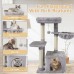 Cat Tree Tower, 34 inch Kitten Activity Center with Padded Plush Perches, Scratching Posts, Jump Platform - 16HUI