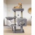 Cat Tree Tower, 35 inch Kitten Activity Center with Padded Plush Perches, Scratching Posts, Jump Platform - 09HUI