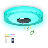 EXHOURME Ceiling Light, Flush Mount Ceiling Light with Bluetooth Speaker, RGB Color Change, APP + Remote Control for Home, Bedroom, Bathroom - 7C-HB-1