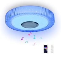 EXHOURME Ceiling Light, Flush Mount Ceiling Light with Bluetooth Speaker, RGB Color Change, APP + Remote Control for Home, Bedroom, Bathroom - X003YX81XJ