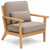 Accent Chair with Cushions, Cane-Style Back, Taupe, Indoor Accent Chair with Cushions, Cane-Style Back, Taupe, Indoor