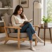 Accent Chair with Cushions, Cane-Style Back, Taupe, Indoor Accent Chair with Cushions, Cane-Style Back, Taupe, Indoor