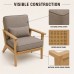 Accent Chair with Cushions, Cane-Style Back, Taupe, Indoor Accent Chair with Cushions, Cane-Style Back, Taupe, Indoor