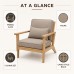 Accent Chair with Cushions, Cane-Style Back, Taupe, Indoor Accent Chair with Cushions, Cane-Style Back, Taupe, Indoor