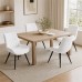 Dining Chairs Set of 4, White Upholstered, Metal Legs