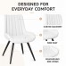 Dining Chairs Set of 4, White Upholstered, Metal Legs