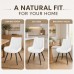 Dining Chairs Set of 4, White Upholstered, Metal Legs