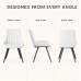 Dining Chairs Set of 4, White Upholstered, Metal Legs