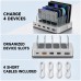 4-Port USB Charging Station, 20W PD, 4 Cables, Silver