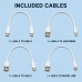 4-Port USB Charging Station, 20W PD, 4 Cables, Silver