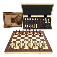 AGreatLife 15 x 15" Wooden Chess Set, Foldable with Magnetic Closure, Felt Interior Storage for Children, Kids, Adults