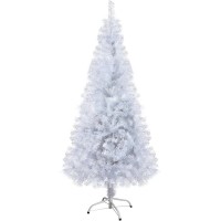 White Artificial Christmas Tree 7.2 ft (220 cm) High-Density Snow-White Needles Quick Umbrella Setup Sturdy Metal Stand Indoor & Outdoor Holiday Décor