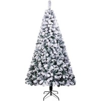 6FT Flocked Artificial Christmas Tree  Heavy Snow-Look Branches with Metal Stand Realistic Full Shape Indoor Holiday Décor for Home, Living Room & Entryway